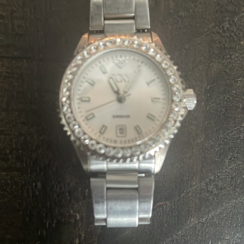 Beautiful Roxy Watch... Silver With Stone Around … - image 3